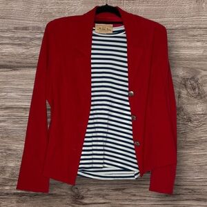 VTG New Frontier Clothing Co Red Jacket with Navy White Stripe Tank, Size Large
